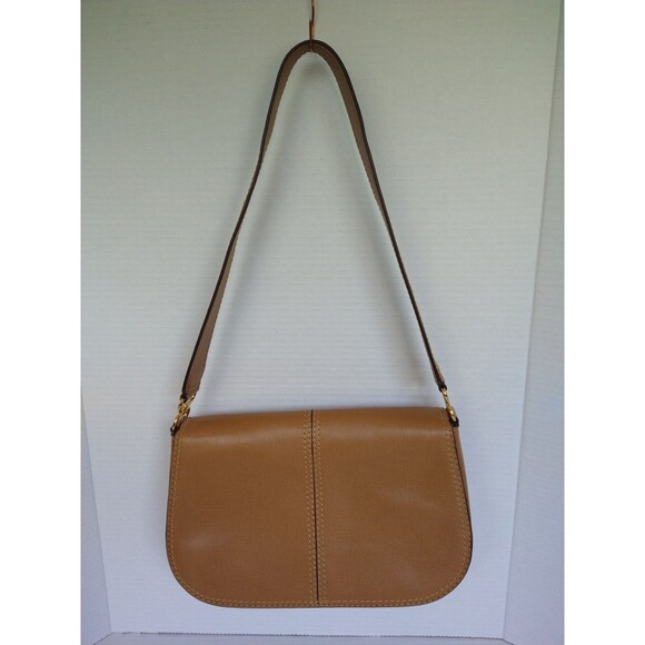 Adrienne Vittadini shoulder satchel handbag purse tan brown medium sleek classic - Picture 1 of 16